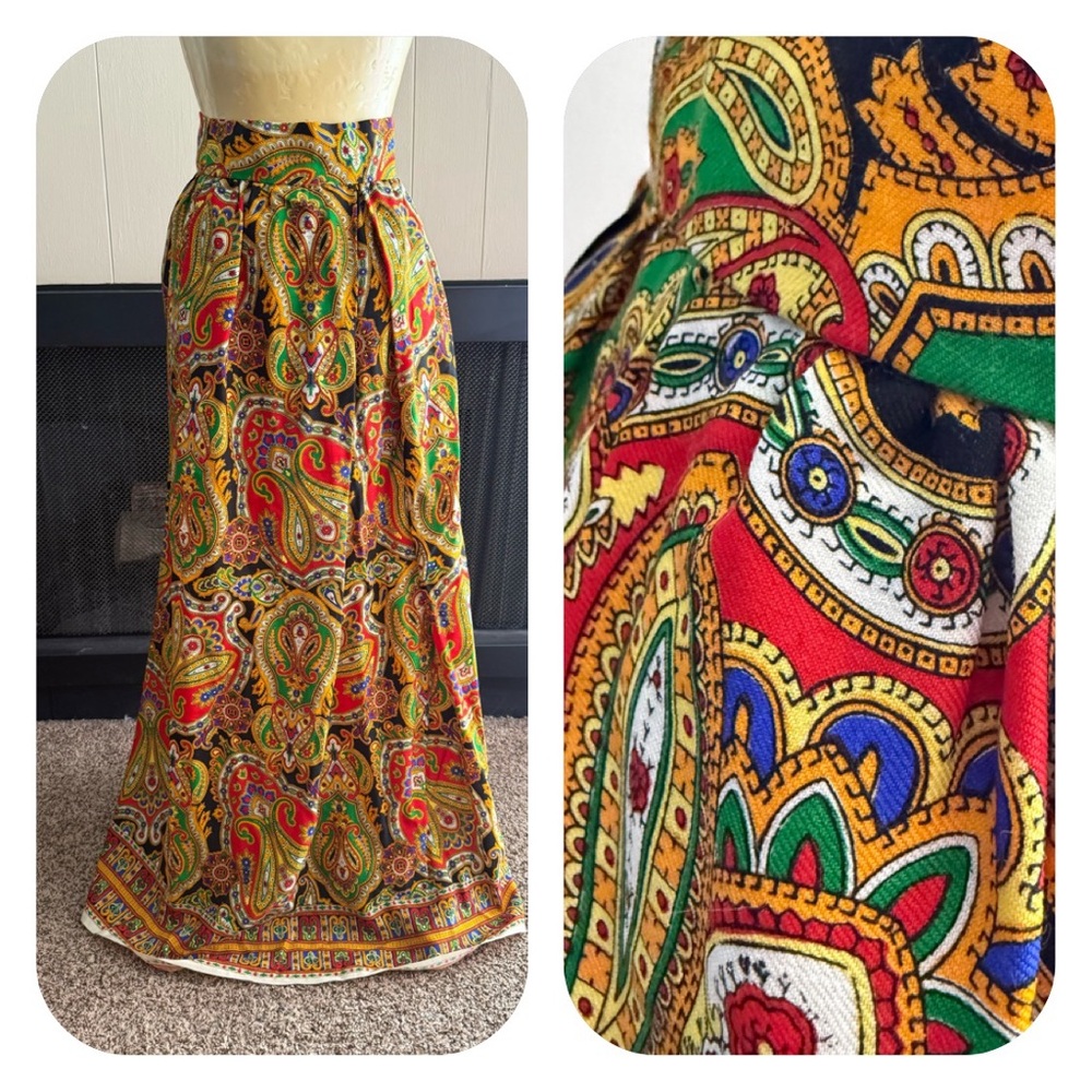 Vintage Psychedelic Paisley Maxi Skirt